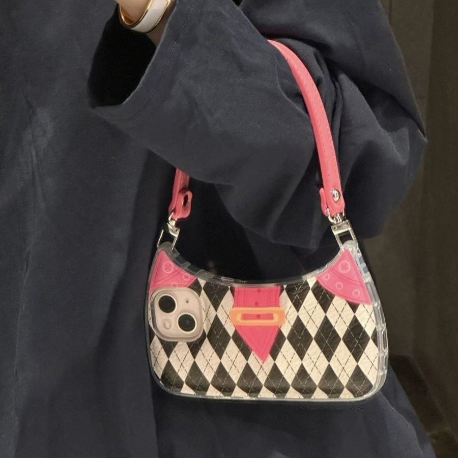 Cute Portable Crescent Bag Phone Case with Chain Strap for iPhone 14 13 12 11 - Soft Protection Cover