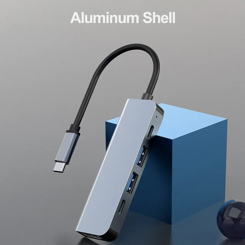 5-in-1 Type-C to HDMI Adapter & USB C Hub - 4K 30Hz PD 100W Docking Station for MacBook & iPad
