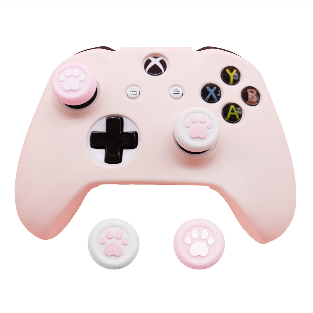 BRHE Pink Silicone Game Controller Cover - Soft Anti-Slip Protective Case with Thumb Grip Caps for Xbox Controller