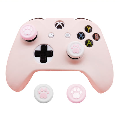 BRHE Pink Silicone Game Controller Cover - Soft Anti-Slip Protective Case with Thumb Grip Caps for Xbox Controller