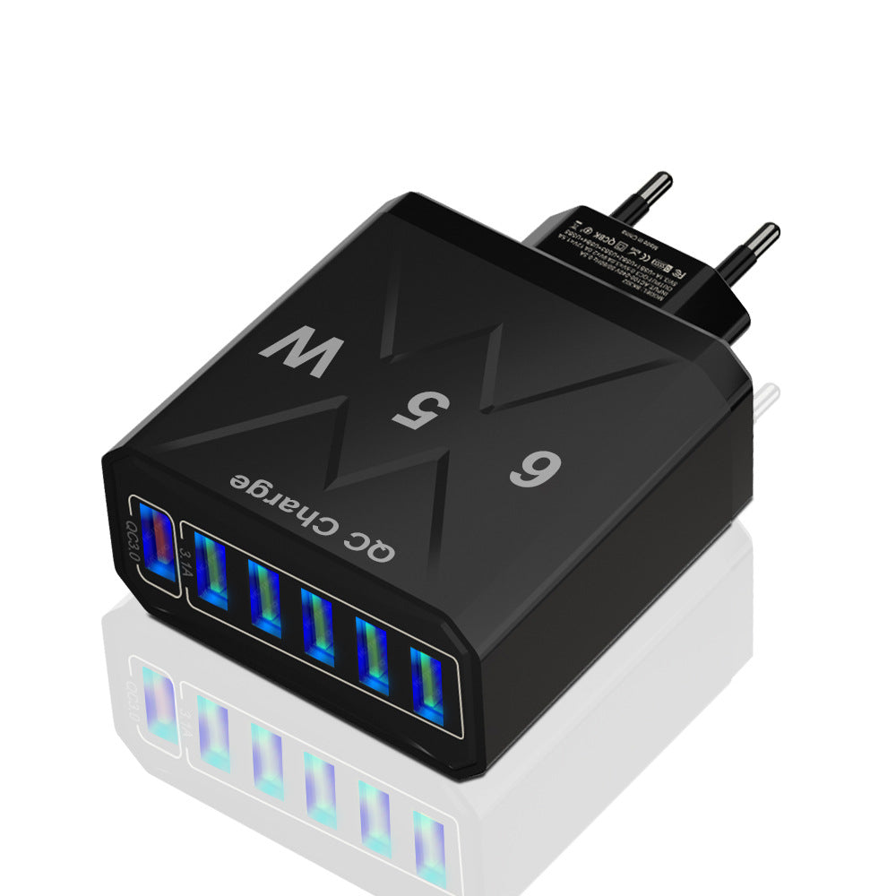 65W 6-Port Fast Wall Charger - Multi-Port USB Travel Charging Head Adapter