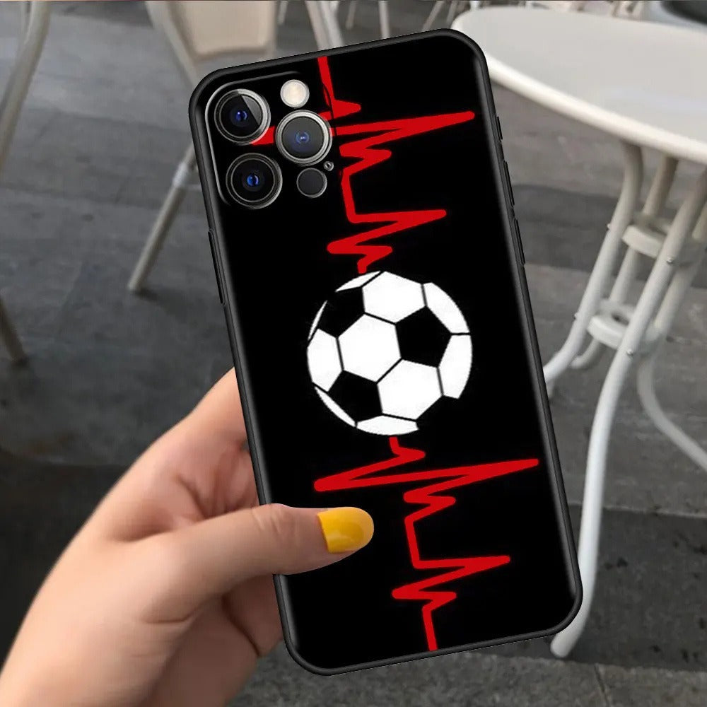 Football Soccer Pattern Soft TPU Phone Case - Sports Graphic Protective Cover for iPhone 15 14 13 Pro Max