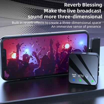 Wireless Lavalier Microphone - 2.4G Noise Reduction Clip-On Mic for Live Streaming & Video Recording
