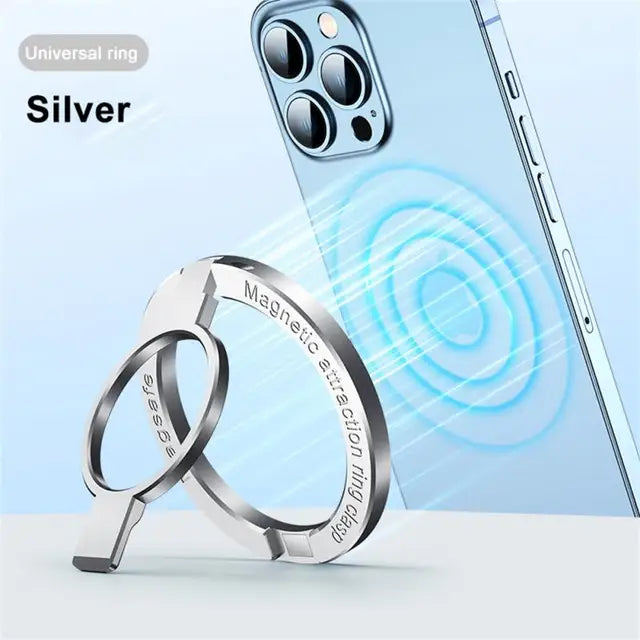 Magnetic Finger Ring Stand Holder Grip for iPhone 15 14 13 12 Pro Max - Zinc Alloy Non-Adhesive MagSafe Kickstand