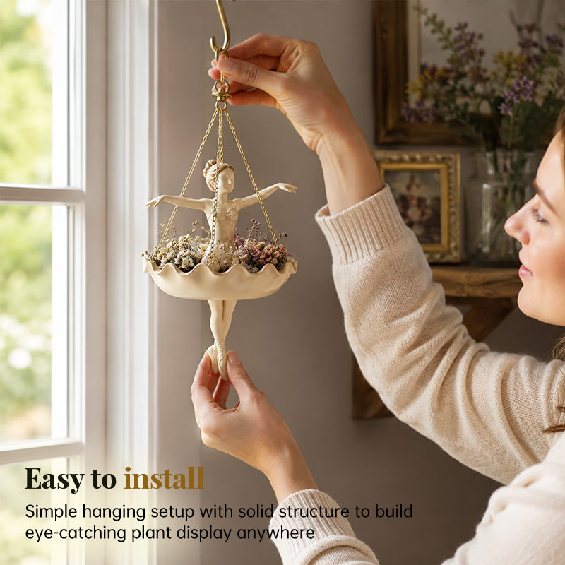 Elegant Fairy & Ballerina Hanging Resin Planter - Decorative Flower Pot & Bird Feeder