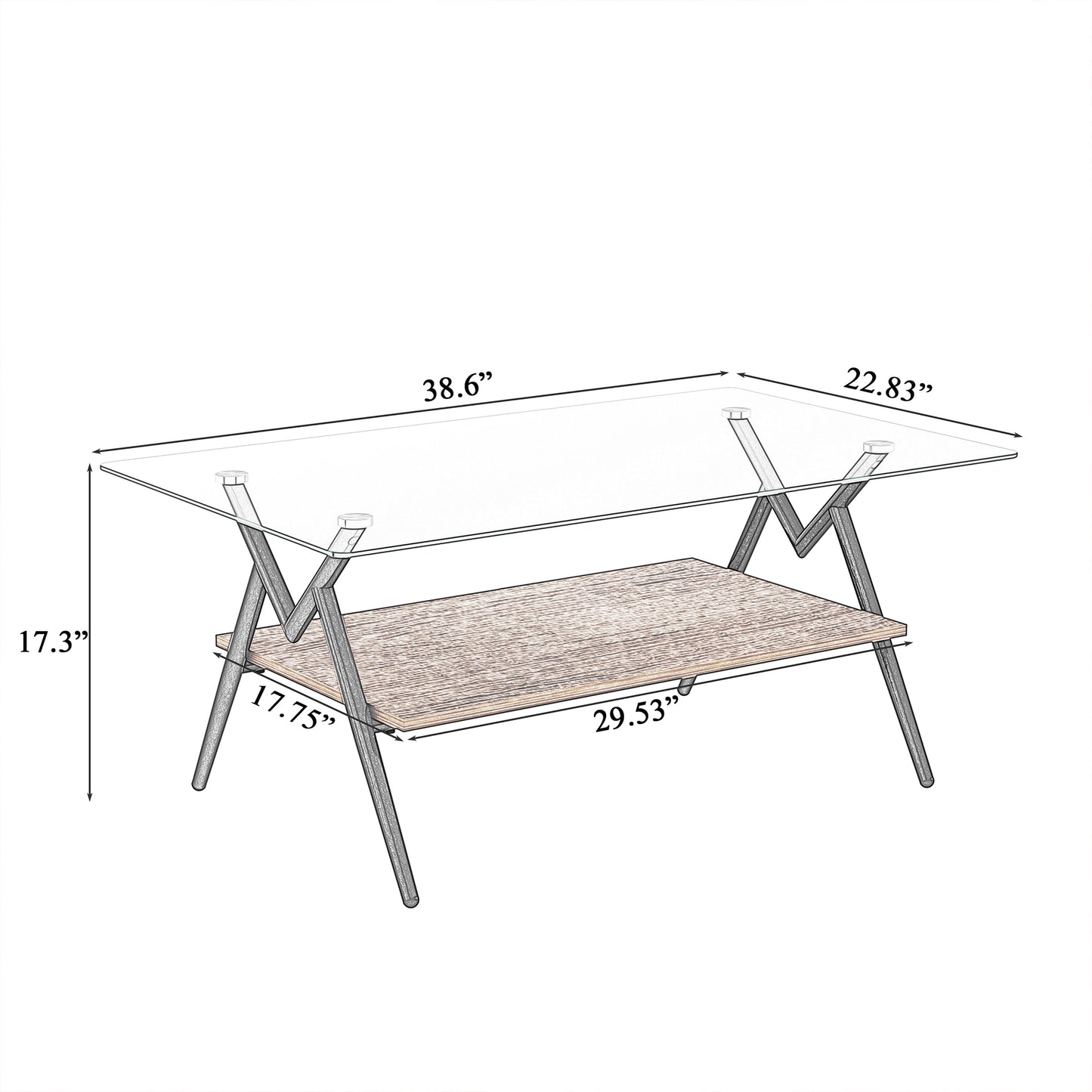 Modern Glass & Wood Accent Coffee Table