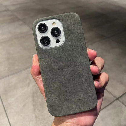 Premium Suede Leather Phone Case for iPhone 14 Pro Max 13 12 11 - Slim Half-Wrapped Anti-Fall Cover