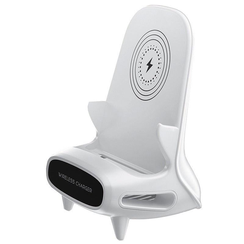 Novelty Mini Chair Wireless Charger Stand 10W - Fast Charging Desktop Phone Holder with Speaker
