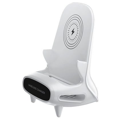Novelty Mini Chair Wireless Charger Stand 10W - Fast Charging Desktop Phone Holder with Speaker