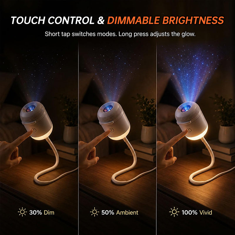 24-in-1 USB Galaxy & Starry Night Light Projector - Flexible LED Ambient Light for Car & Bedroom