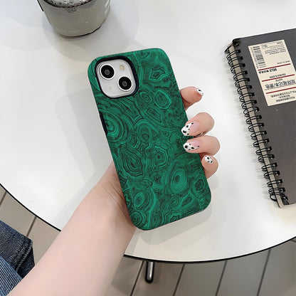 Luxury Green Malachite Marble Pattern Phone Case for iPhone 16 15 14 13 Pro Max - Abstract Stone Hard Cover