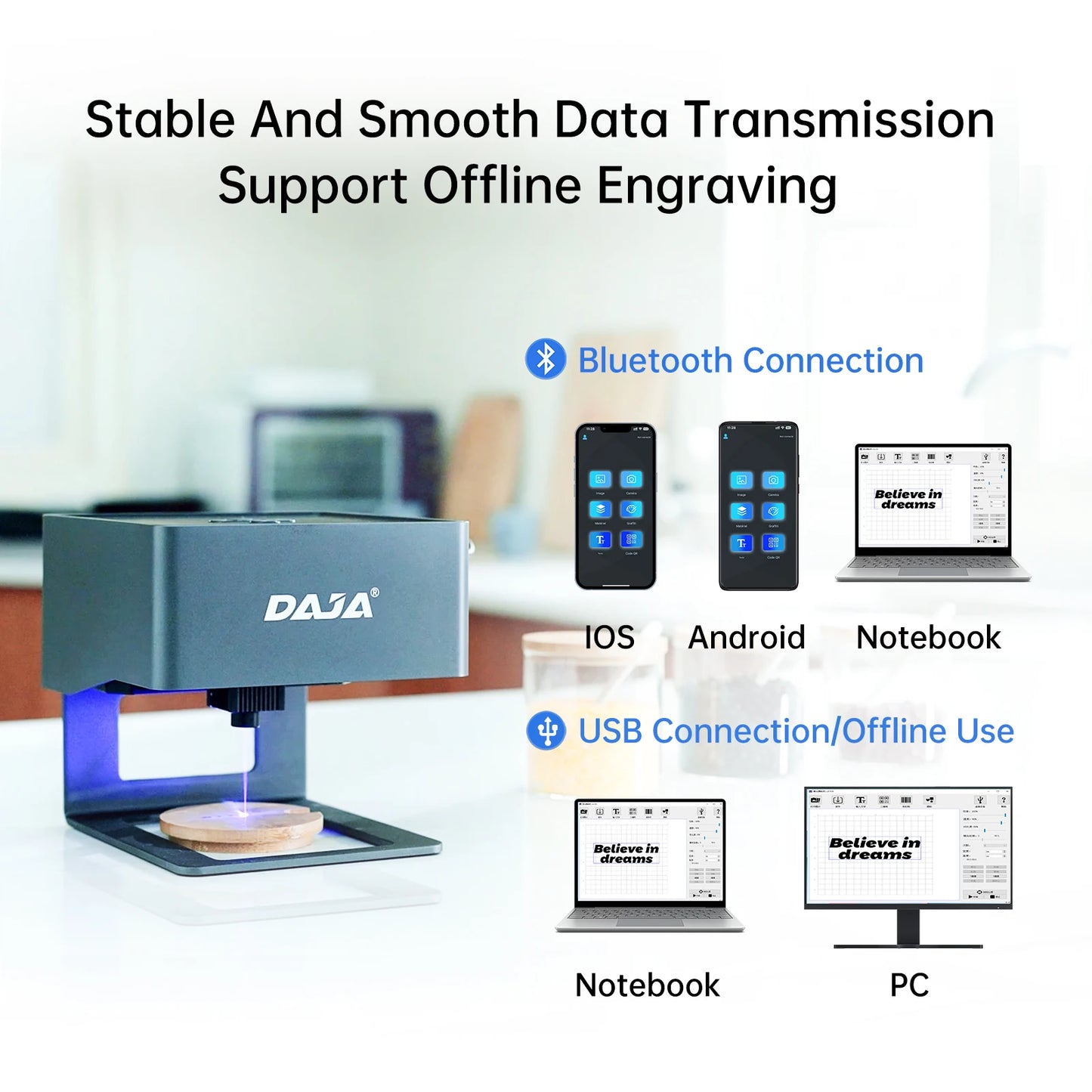 DAJA DJ6 Mini Portable Laser Engraver - Wireless Bluetooth CNC Engraving Machine