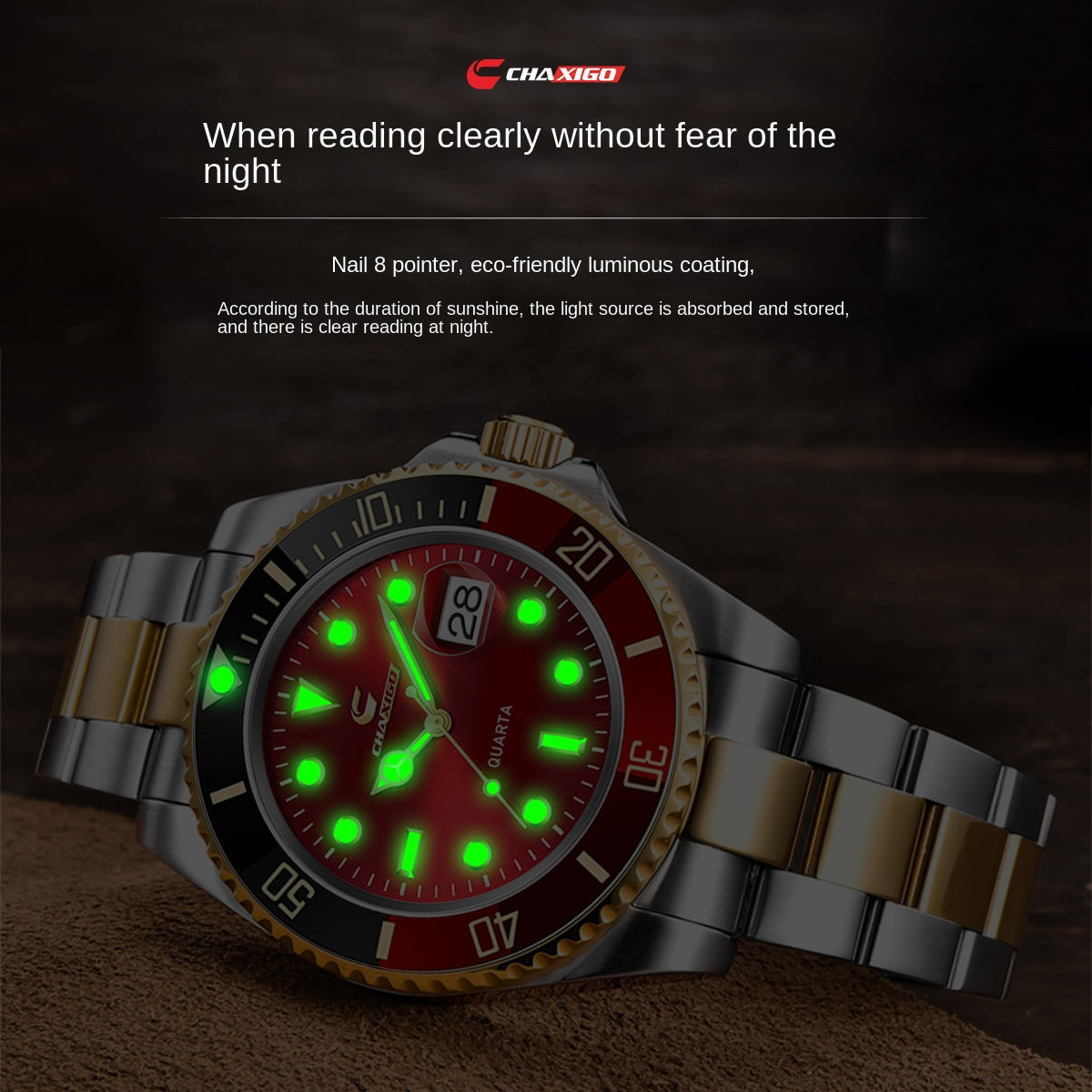CHAXIGO Luxury Men's Quartz Watch - Submariner Style Waterproof Alloy Wristwatch