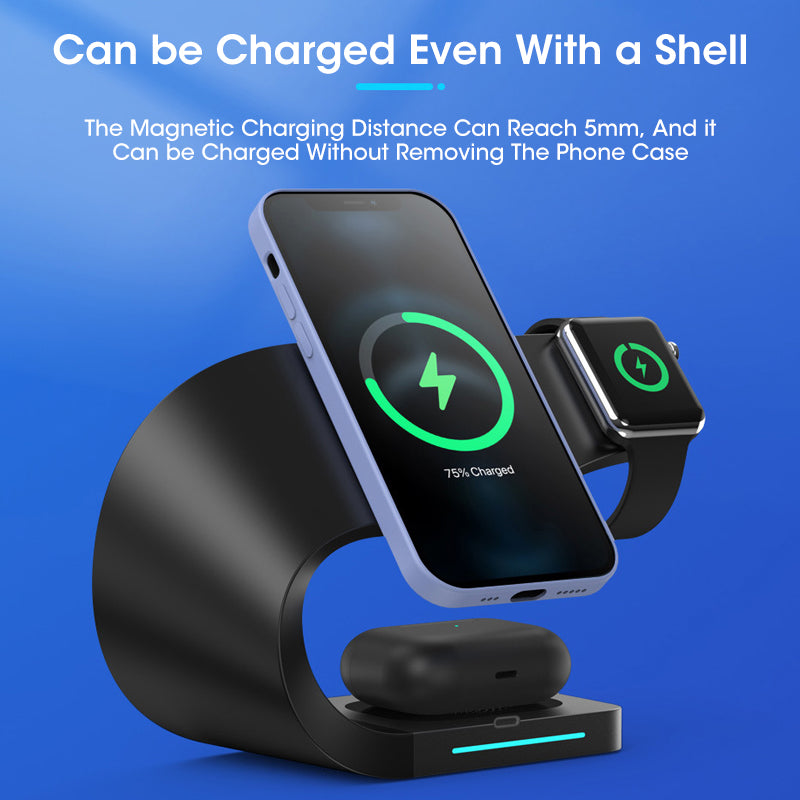 4-in-1 Magnetic Wireless Charging Station - Fast Wireless Charger Dock for iPhone, Apple Watch & AirPods