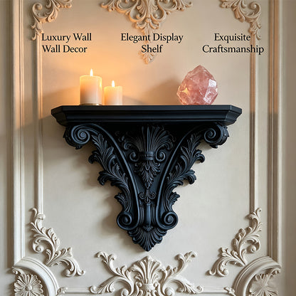 Vintage Gothic Carved Floating Wall Shelf - Retro Display Ledge for Candles & Plants
