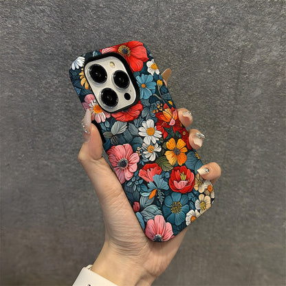 Vintage Floral Oil Painting Hard Phone Case for iPhone 16 15 14 13 Pro Max