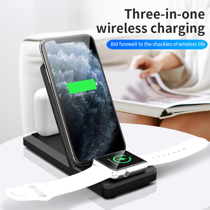 3-in-1 Foldable 15W Fast Wireless Charging Stand for iPhone, Apple Watch & AirPods