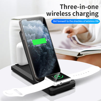 3-in-1 Foldable 15W Fast Wireless Charging Stand for iPhone, Apple Watch & AirPods