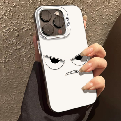 Creative Angry Emoji Face Laser Phone Case for iPhone 15 14 13 Pro Max - Cute Holographic Soft Cover