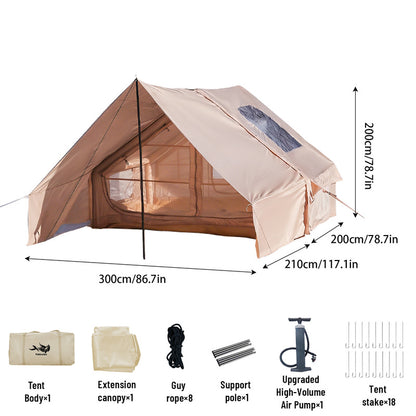 Outdoor Inflatable Air Tent with Extension Canopy - Breathable Mesh House Tent with Air Pump