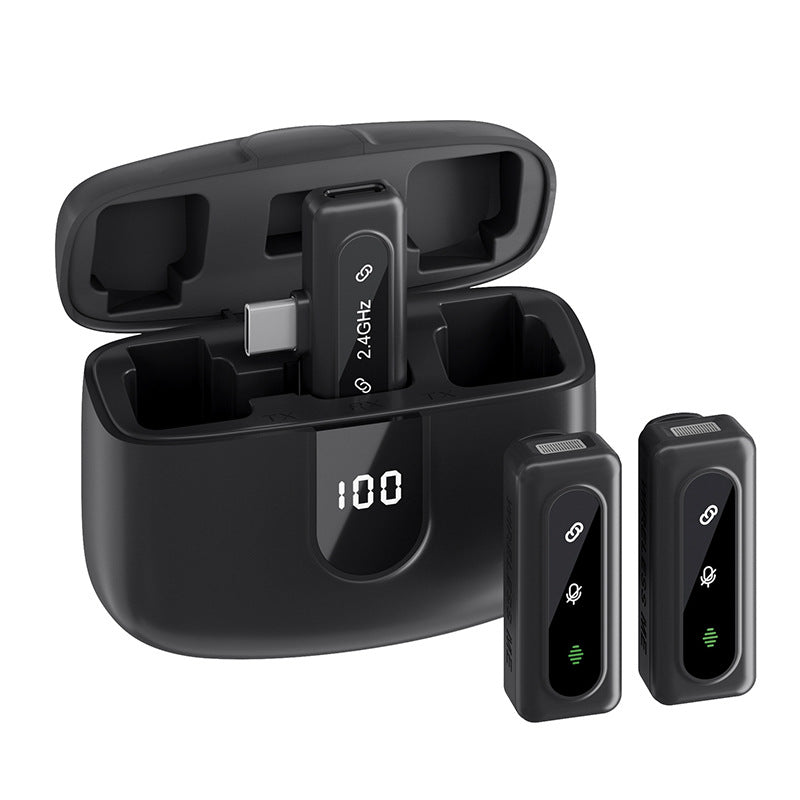 J50 Digital Display Wireless Lapel Microphone - Intelligent Noise Reduction Charging Case Mic