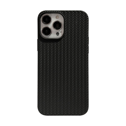 Aesthetic Minimalist Weaving Pattern Soft Silicone iPhone Case - Elegant Cream White Back Cover