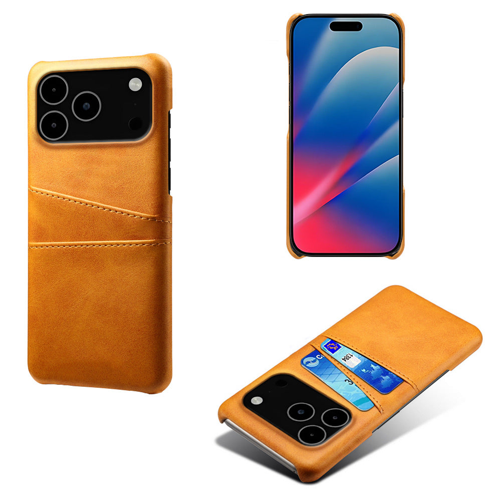 Dual Card Slot Leather Phone Case - Slim Wallet Back Cover with Card Pocket for iPhone