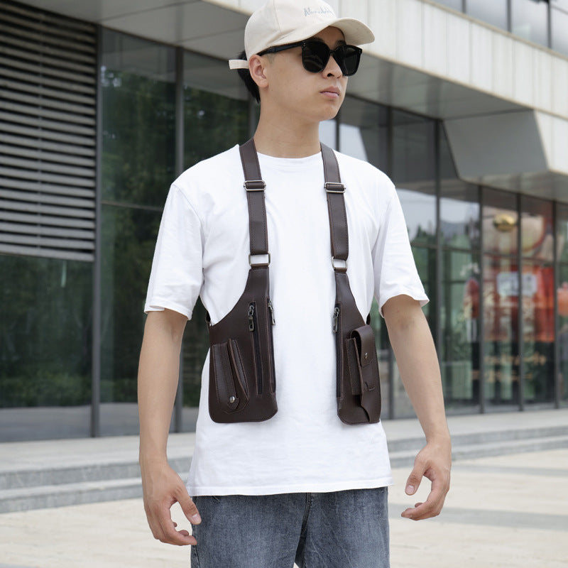 Medieval Leather Underarm Shoulder Bag - Anti-Theft Double Holster Phone Pouch