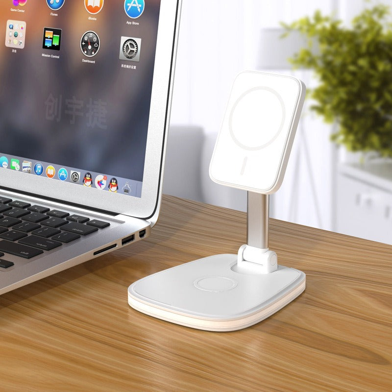 Portable Folding Magnetic Wireless Charger Stand - Dual Charging Dock for Smartphones