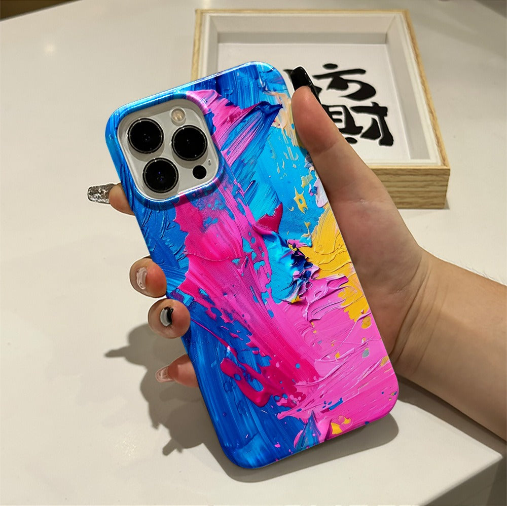 Aesthetic Ins Style Abstract Oil Painting Phone Case for iPhone 16 15 14 13 Series
