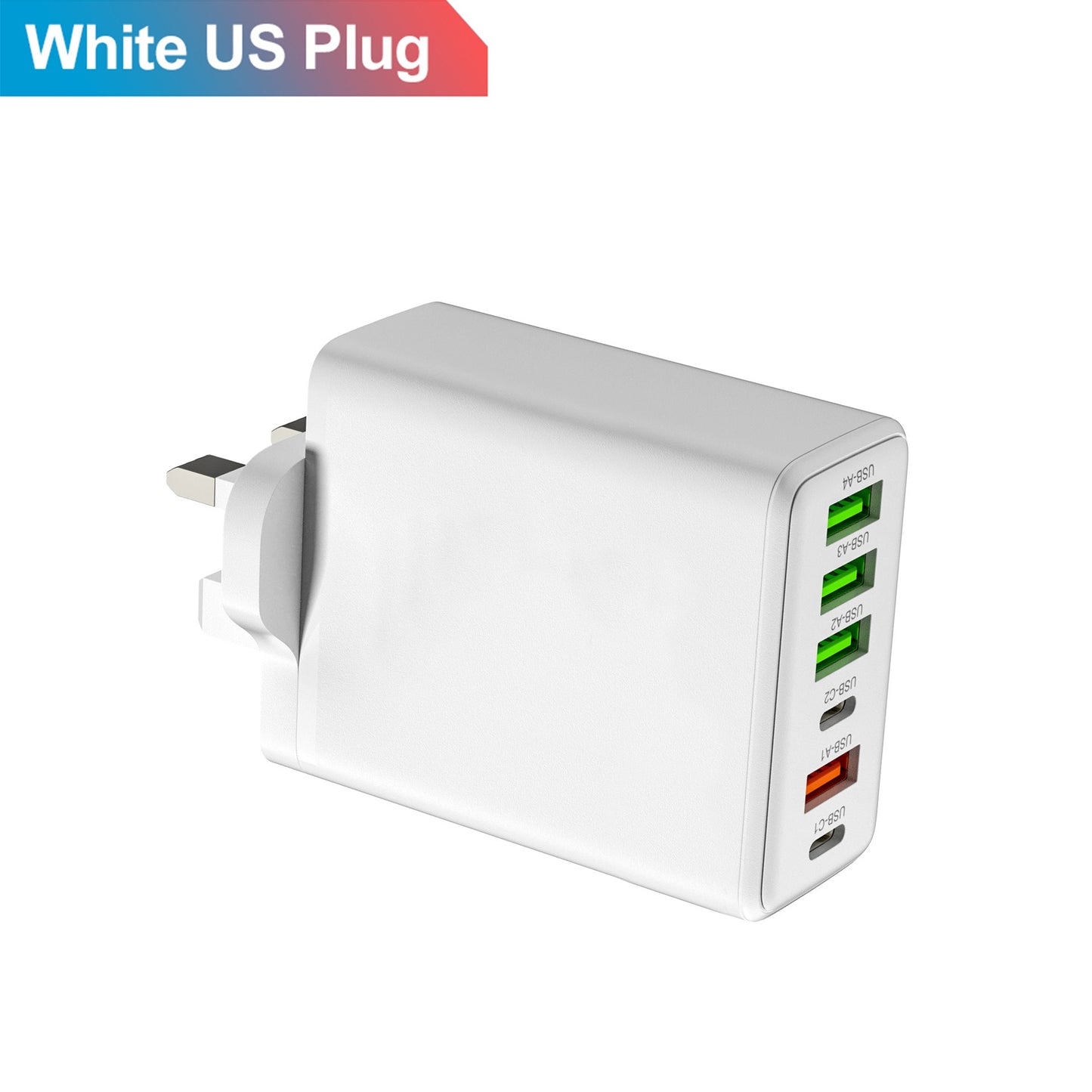 6-in-1 Multi-Port Travel Wall Charger - 2 Type-C PD & 4 USB Fast Charging Adapter