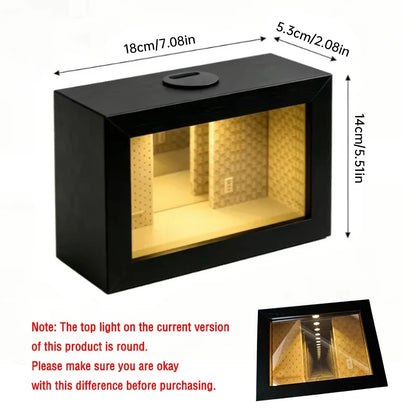 LED Abyss Mirror Display Case - Wooden Infinity Shadow Box for Mini Figures