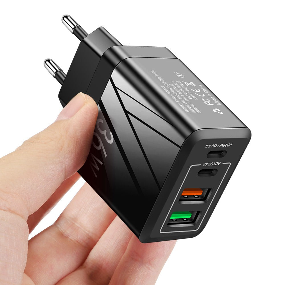 Universal 3-Port Fast Wall Charger - PD & QC3.0 Type-C + Dual USB Charging Adapter