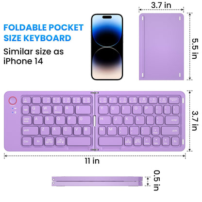 Ultra-Slim Folding Portable Bluetooth Keyboard - Dual-Mode Rechargeable Wireless Keyboard with One-Click Connection