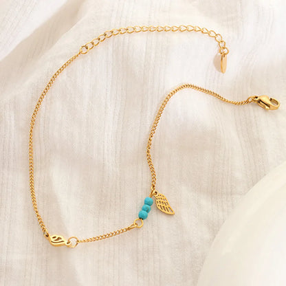 Elegant Titanium Steel Wing Shape Charm Anklet Bracelet