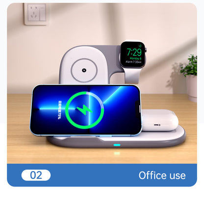 Foldable 3-in-1 Fast Wireless Charger Stand - Multi-Device Charging Dock for iPhone, Apple Watch & AirPods