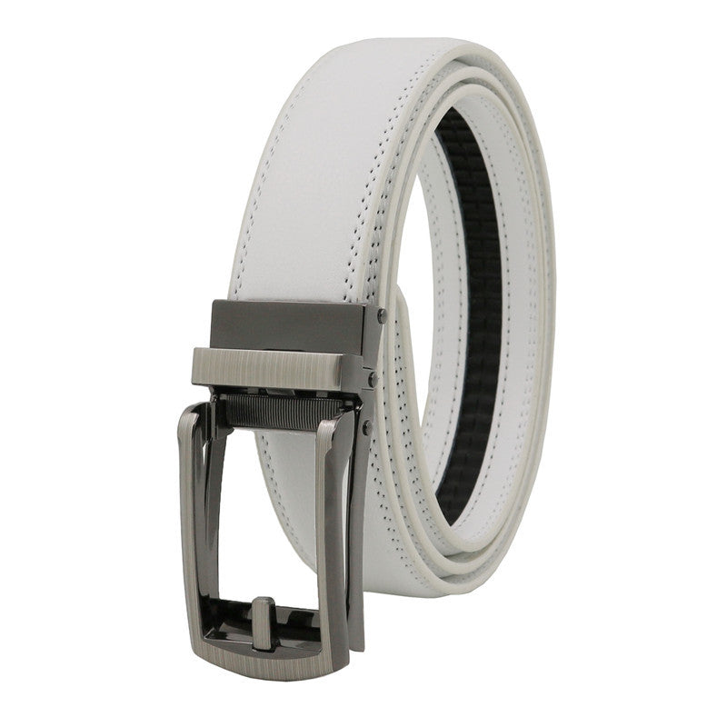 Men's Automatic Buckle Ratchet Belt | Premium Two-Layer Cowhide Leather Click Belt