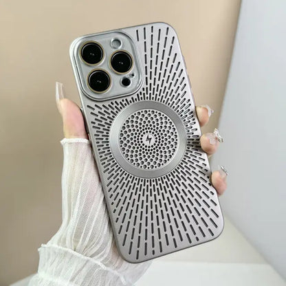 Slim Mesh Vent Cooling MagSafe iPhone Case - Shockproof Heat Dissipation Matte Back Cover