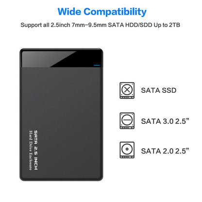 2.5-Inch USB 3.0 SATA Hard Drive Enclosure - High-Speed Solid-State Mobile Hard Drive Box with UASP Support