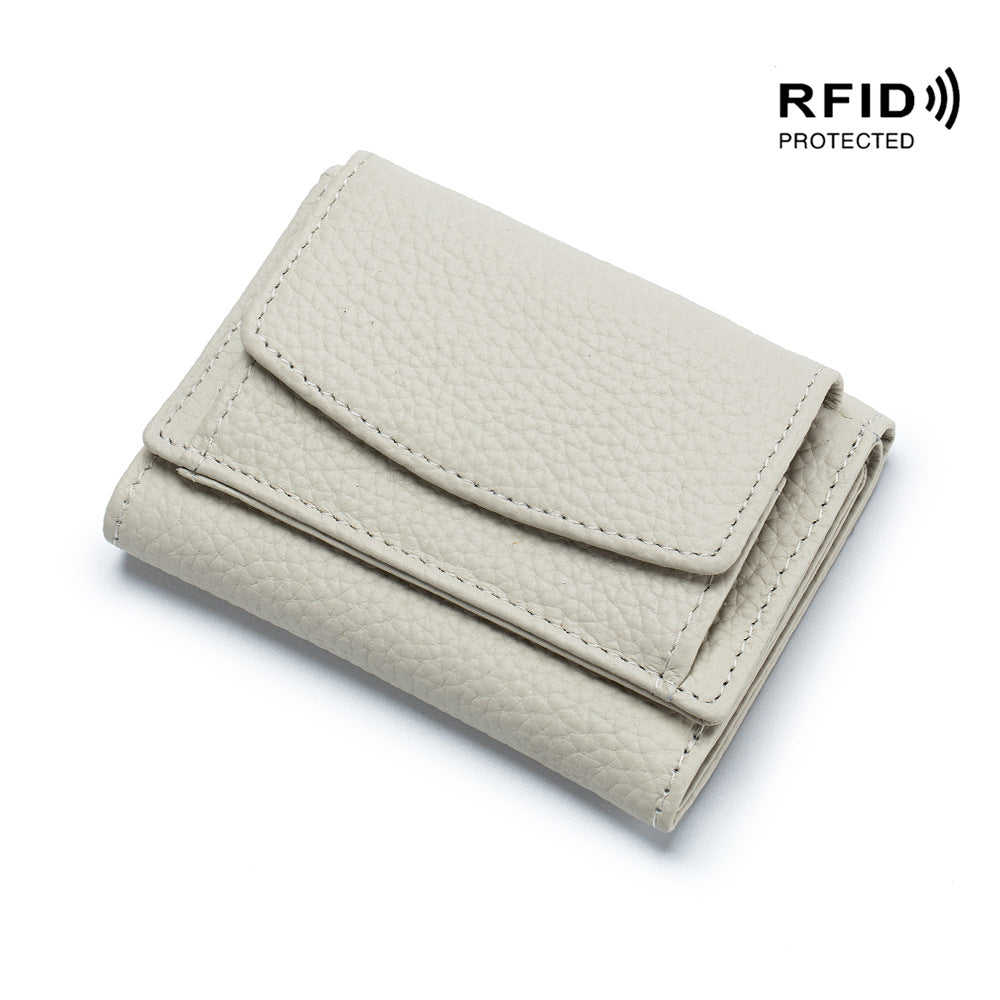 Women's Japanese Style Genuine Leather RFID Protected Mini Coin Wallet (Short)