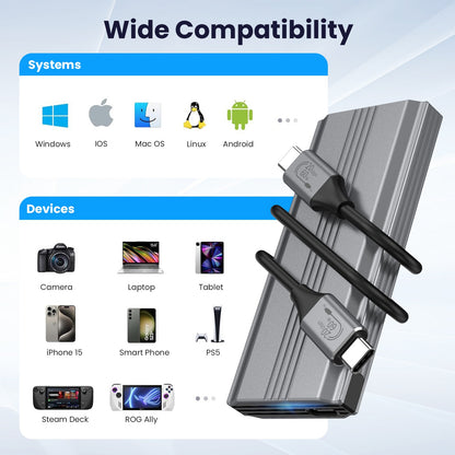 USB 3.1 Dual-Protocol Solid State Drive Enclosure - Tool-Free Type-C NVMe/NGFF Hard Drive Box
