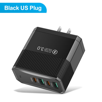 4-in-1 Fast Wall Charger - 2 USB & 2 PD Multi-Port Power Adapter for Smartphones & Tablets