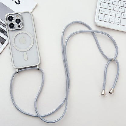 Electroplated Transparent Magnetic Lanyard Phone Case - Crossbody Shockproof Protective Cover for iPhone