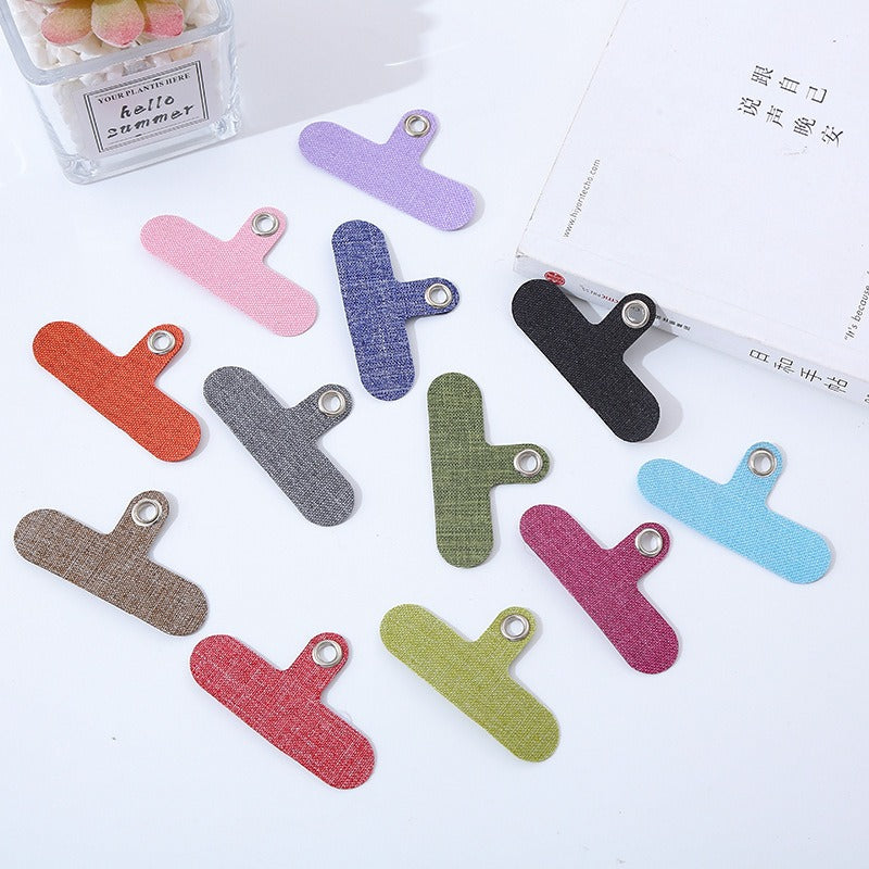 Universal Adhesive Phone Lanyard Patch Card - Fabric Phone Case Tether Tab with Metal Ring