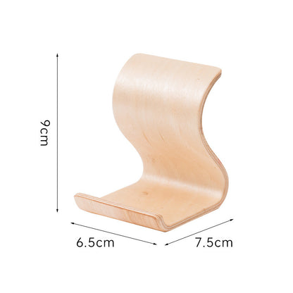 Creative S-Shaped Wooden Desktop Phone Stand - Minimalist Portable Cell Phone Holder Bracket