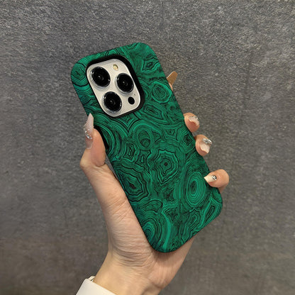 Luxury Green Malachite Marble Pattern Phone Case for iPhone 16 15 14 13 Pro Max - Abstract Stone Hard Cover