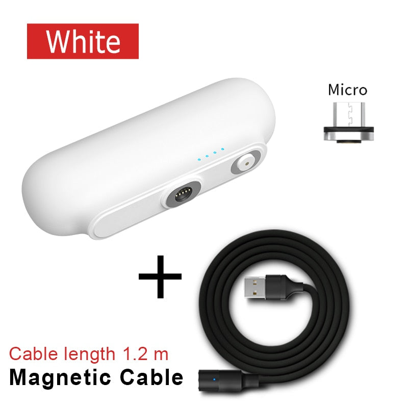 2600mAh Mini Magnetic Capsule Power Bank - Ultra-Compact Emergency Battery Pack with Interchangeable Plugs
