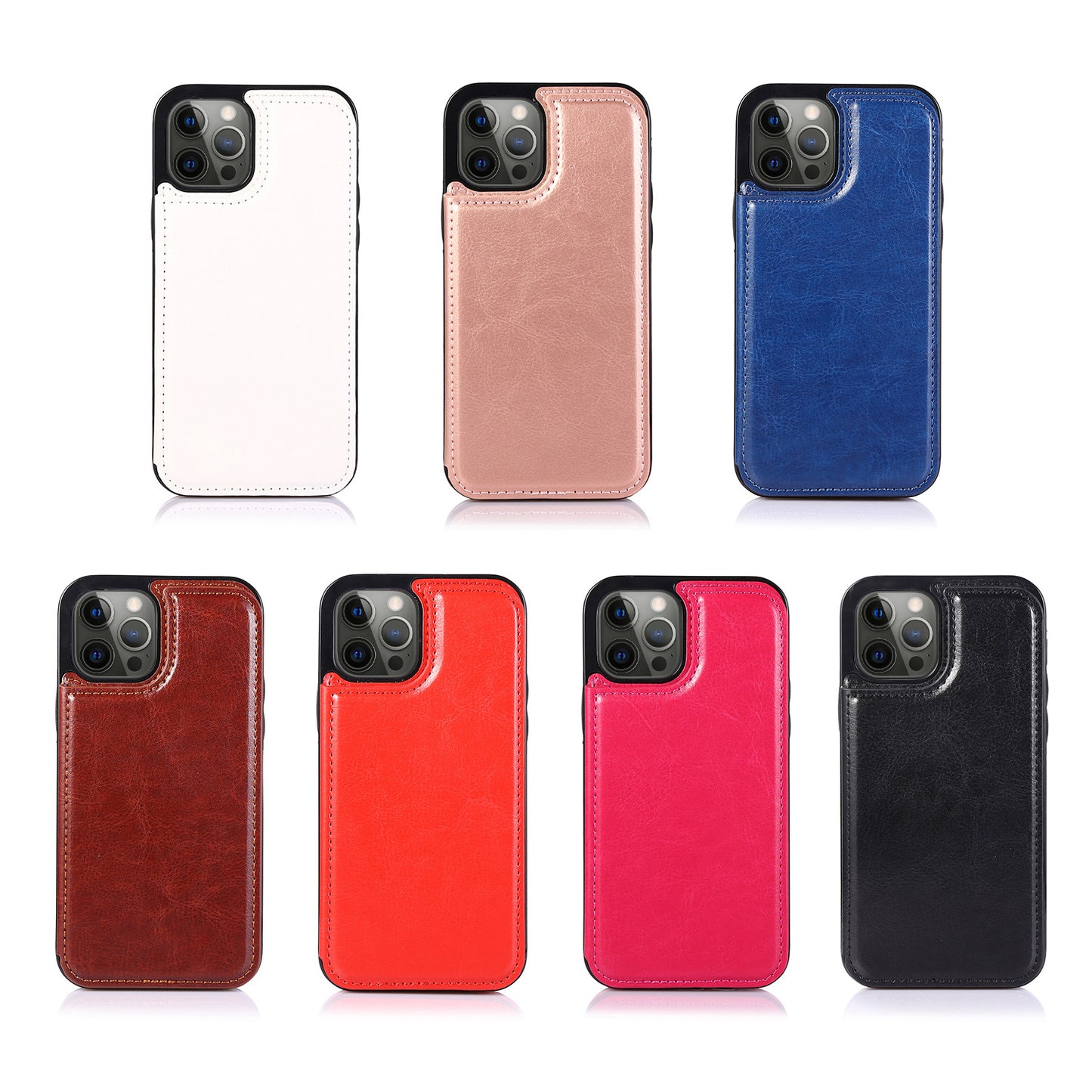 Vintage Crazy Horse Leather Wallet Phone Case with Flip Card Slots for iPhone 15 14 13 Pro Max