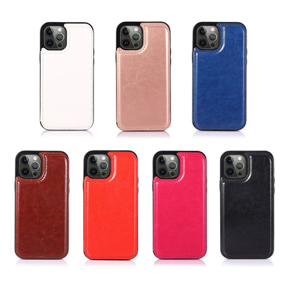 Vintage Crazy Horse Leather Wallet Phone Case with Flip Card Slots for iPhone 15 14 13 Pro Max