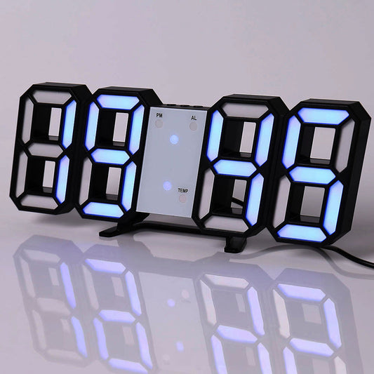 3D LED Digital Alarm Clock - Modern Wall & Desk Clock with Colorful Display